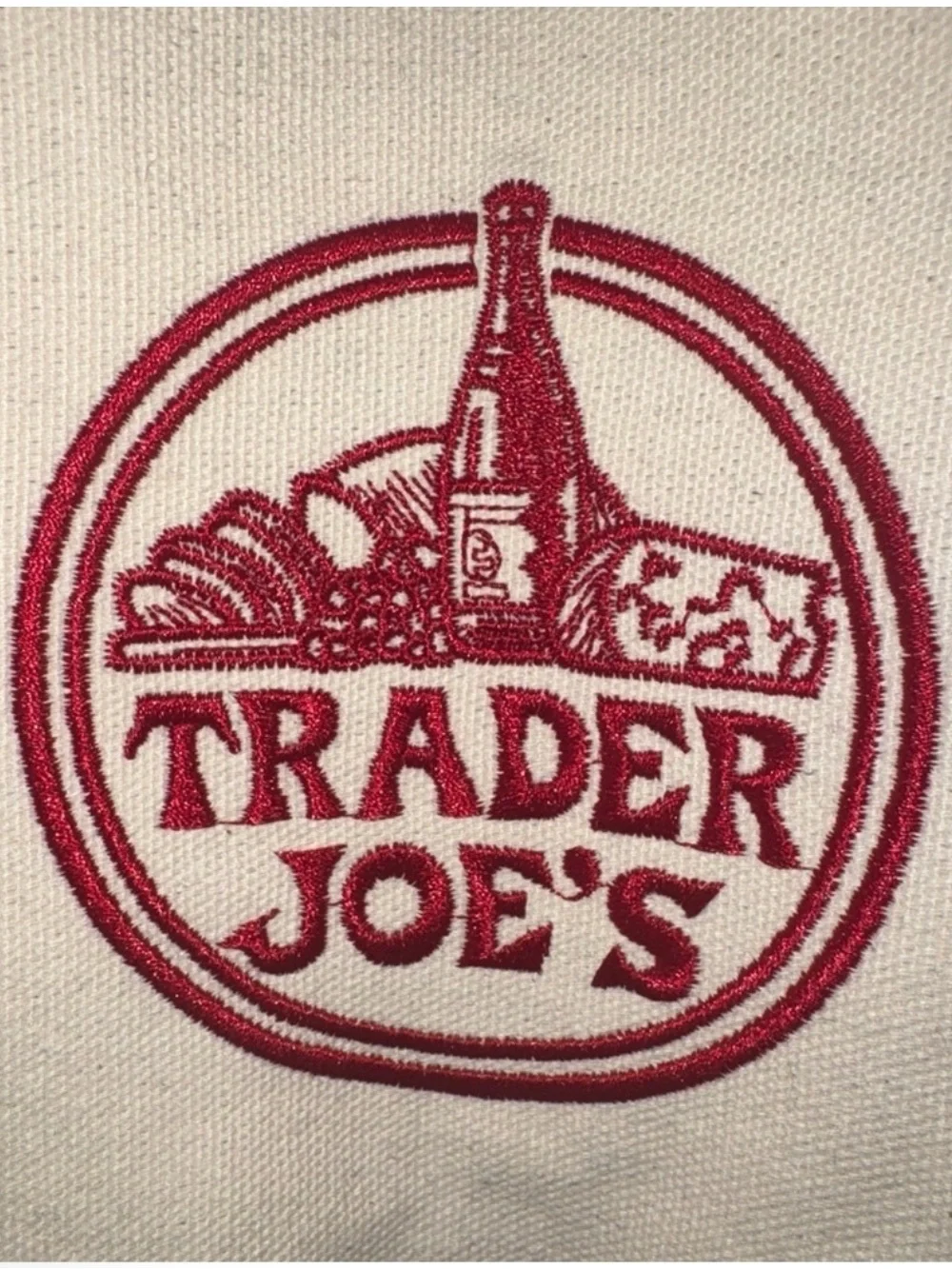 Trader Joe's Large Cream and Navy Canvas Tote Bag